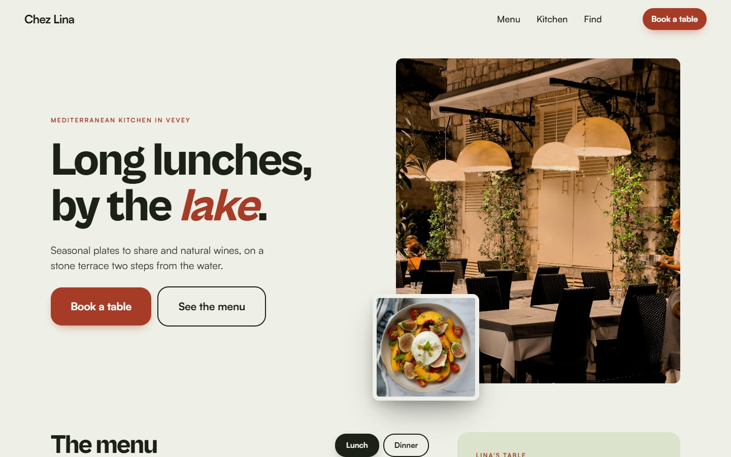 The first screen of Chez Lina